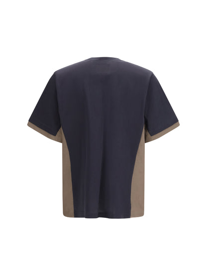 T-Shirt Cotton Typewriter & Jersey Navy/Taupe