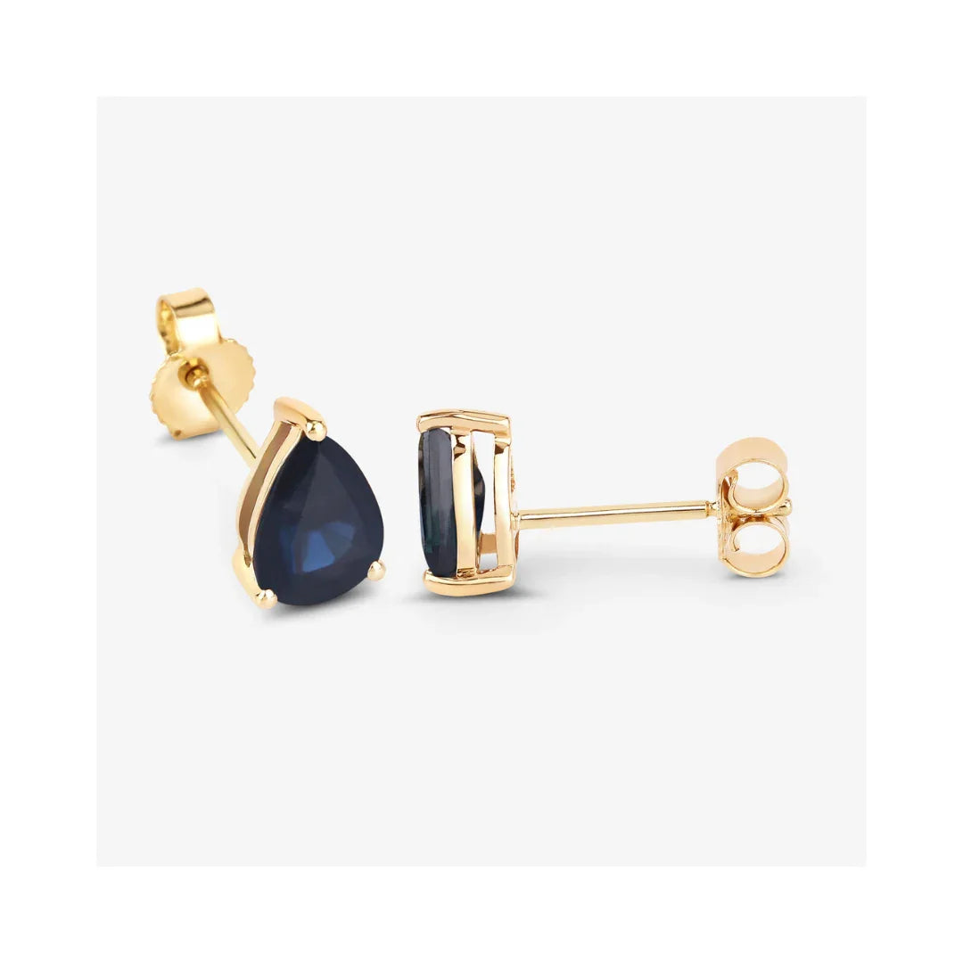 1.60 Ct Pear Blue Sapphire 10k Gold Teardrop Studs Earrings