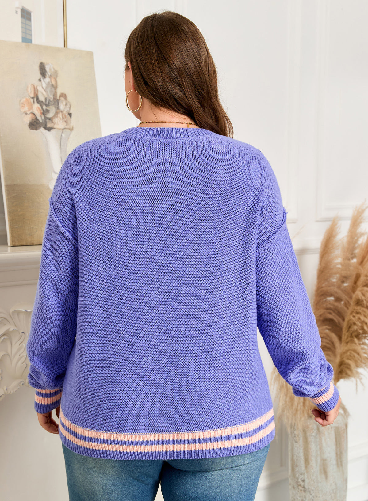 Threaded Pear Etta Shoulder Knit Loose PLUS Sweater