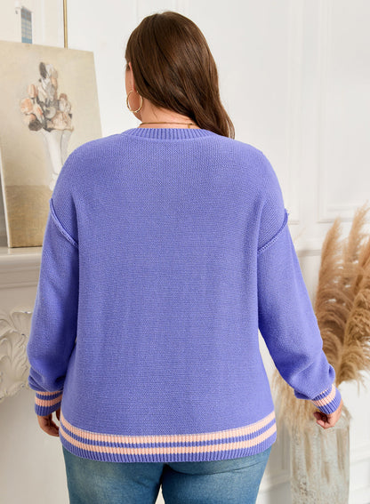 Threaded Pear Etta Shoulder Knit Loose PLUS Sweater