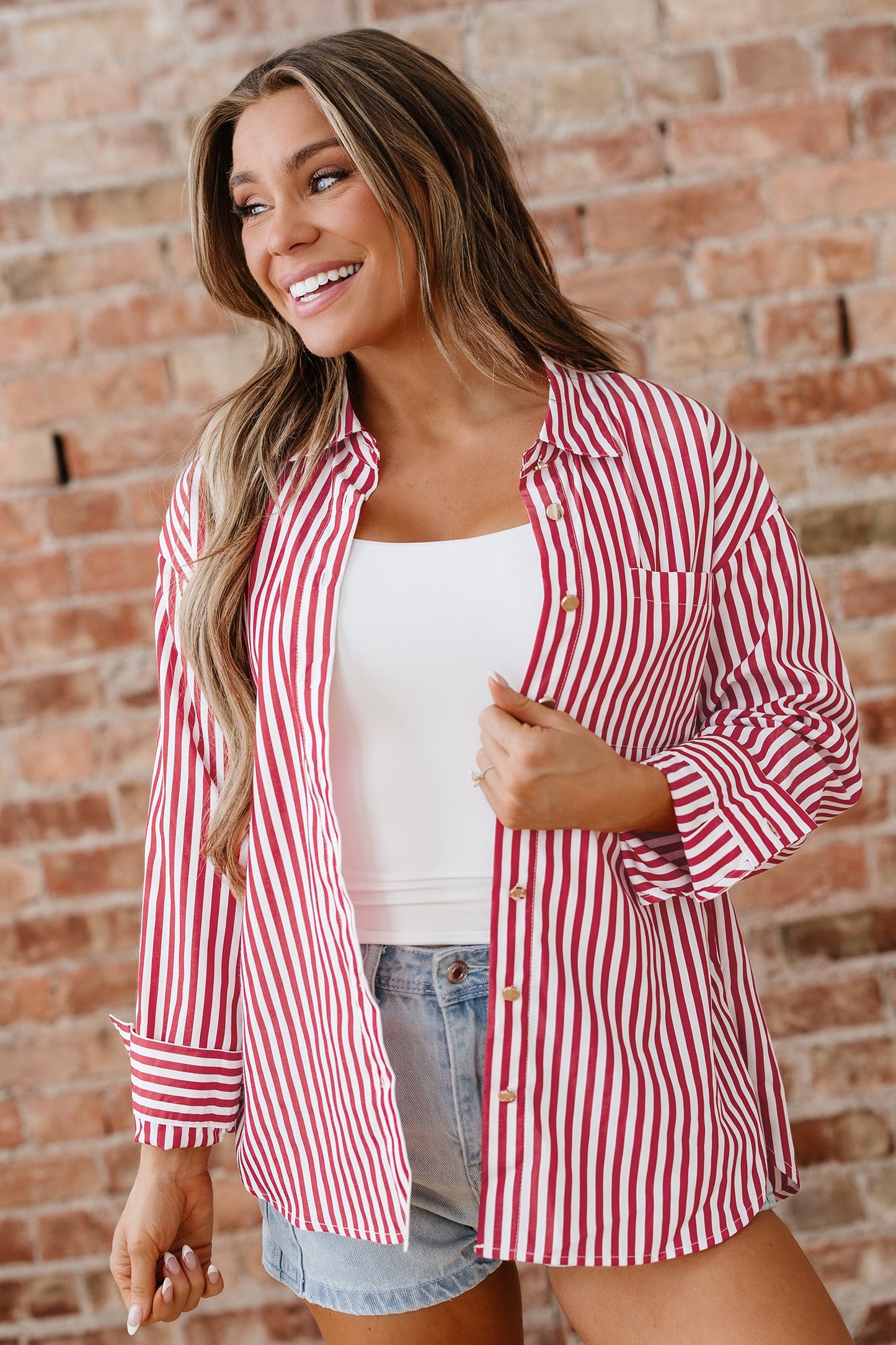 Threaded Pear Mariah Side Slit Loose Shirt