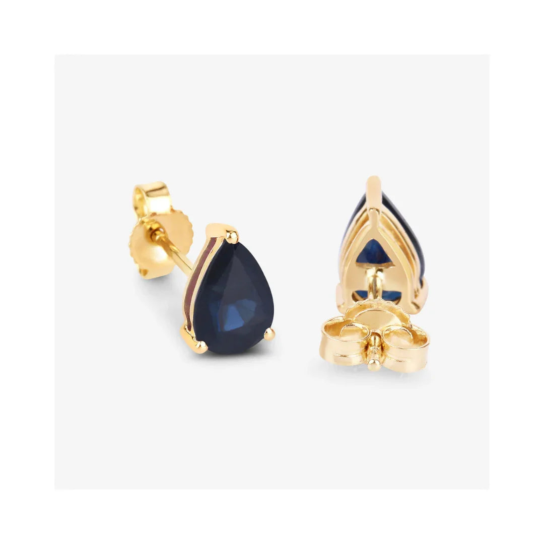 1.60 Ct Pear Blue Sapphire 10k Gold Teardrop Studs Earrings