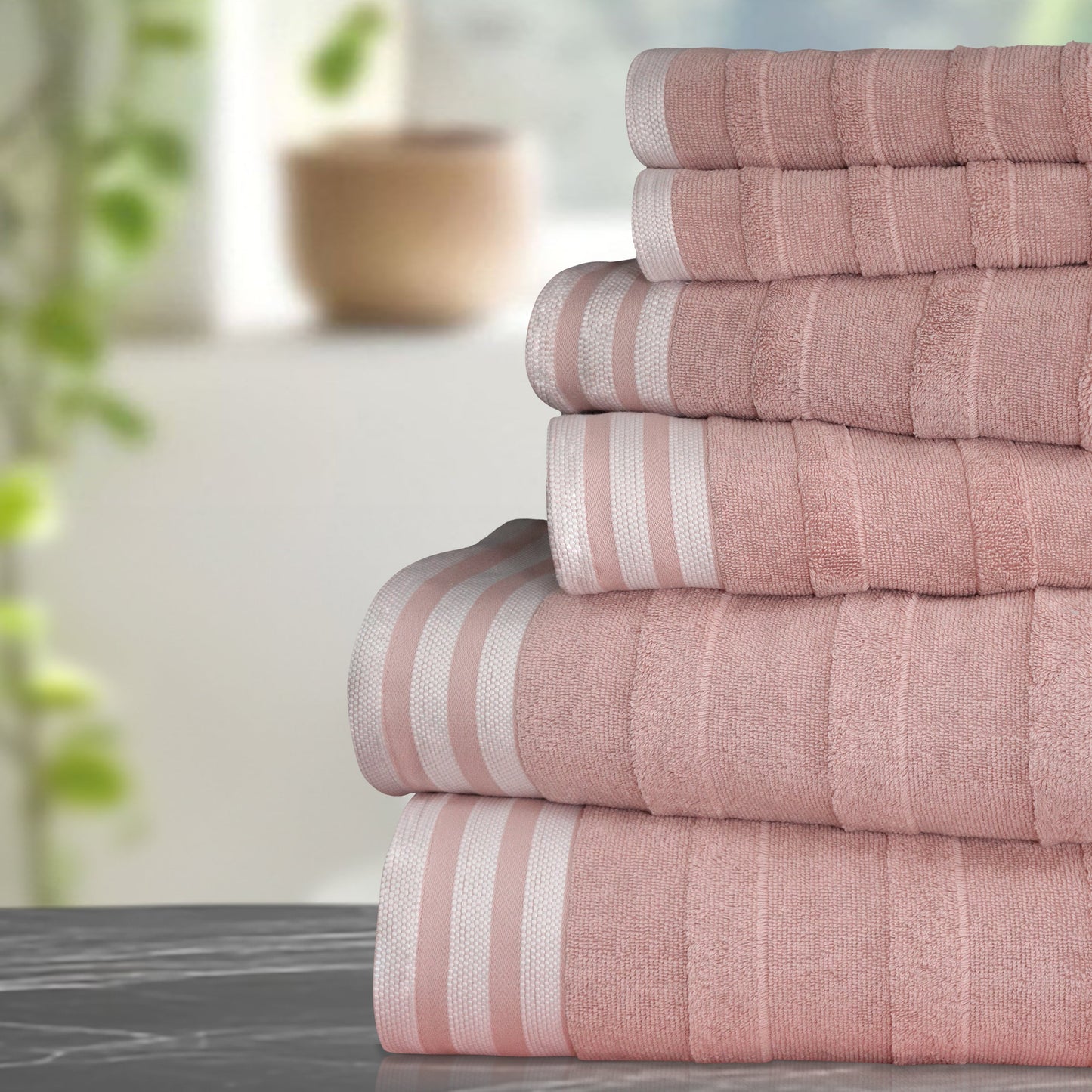 Kathy Ireland 6-Piece Jacquard Stripe Kyoto Towel Set