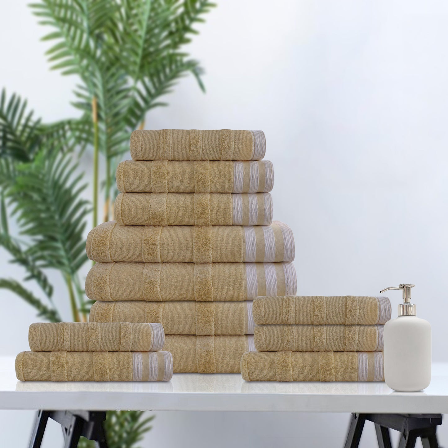 Kathy Ireland 12-Piece Jacquard Stripe Kyoto Towel Set