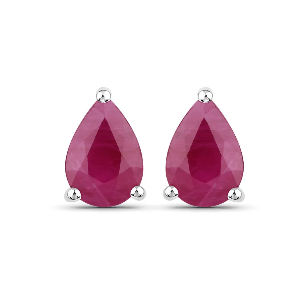 1.60 Ct Pear Pink Ruby Prong 10K gold Teardrop Stud Earrings