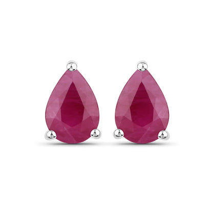 1.60 Ct Pear Pink Ruby Prong 10K gold Teardrop Stud Earrings
