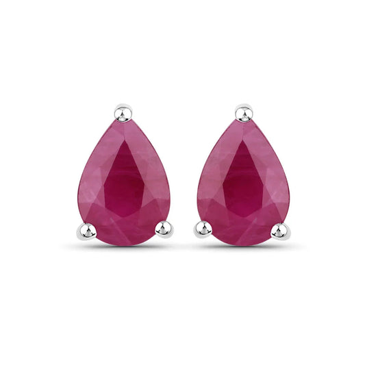 1.60 Ct Pear Pink Ruby Prong 10K gold Teardrop Stud Earrings