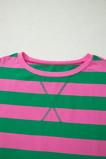 Yellow Stripe Dolman Tee Drawstring Skort Athletic 2pcs Set