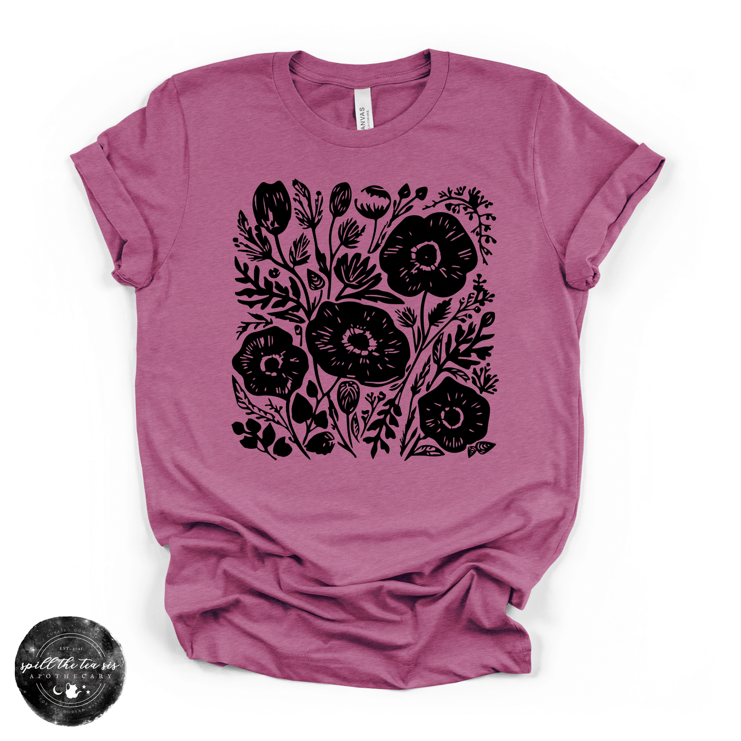 Black Flowers Tee | Dark Floral Graphic T-Shirt