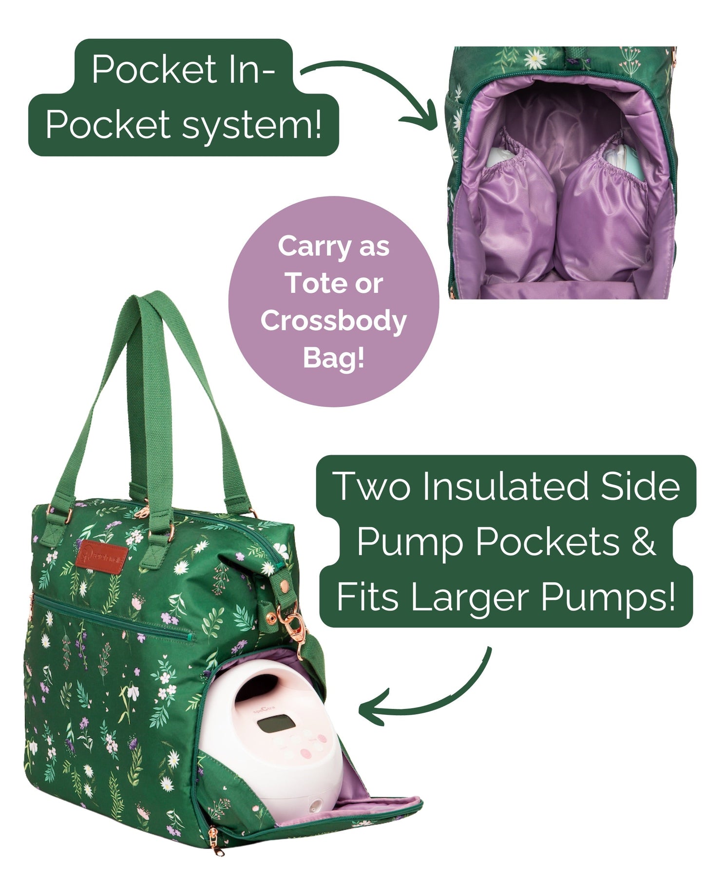 Sarah Wells Lizzy Breast Pump Tote – Lightweight, Easy-Clean Bag with Insulated Pocket, Laptop Sleeve & Side Storage – Fits Pumps & More