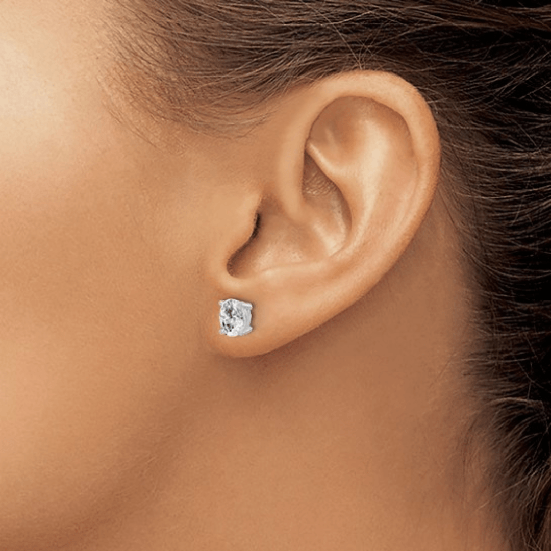 14k White Gold Lab Grown Diamond Oval Solitaire Stud Earrings