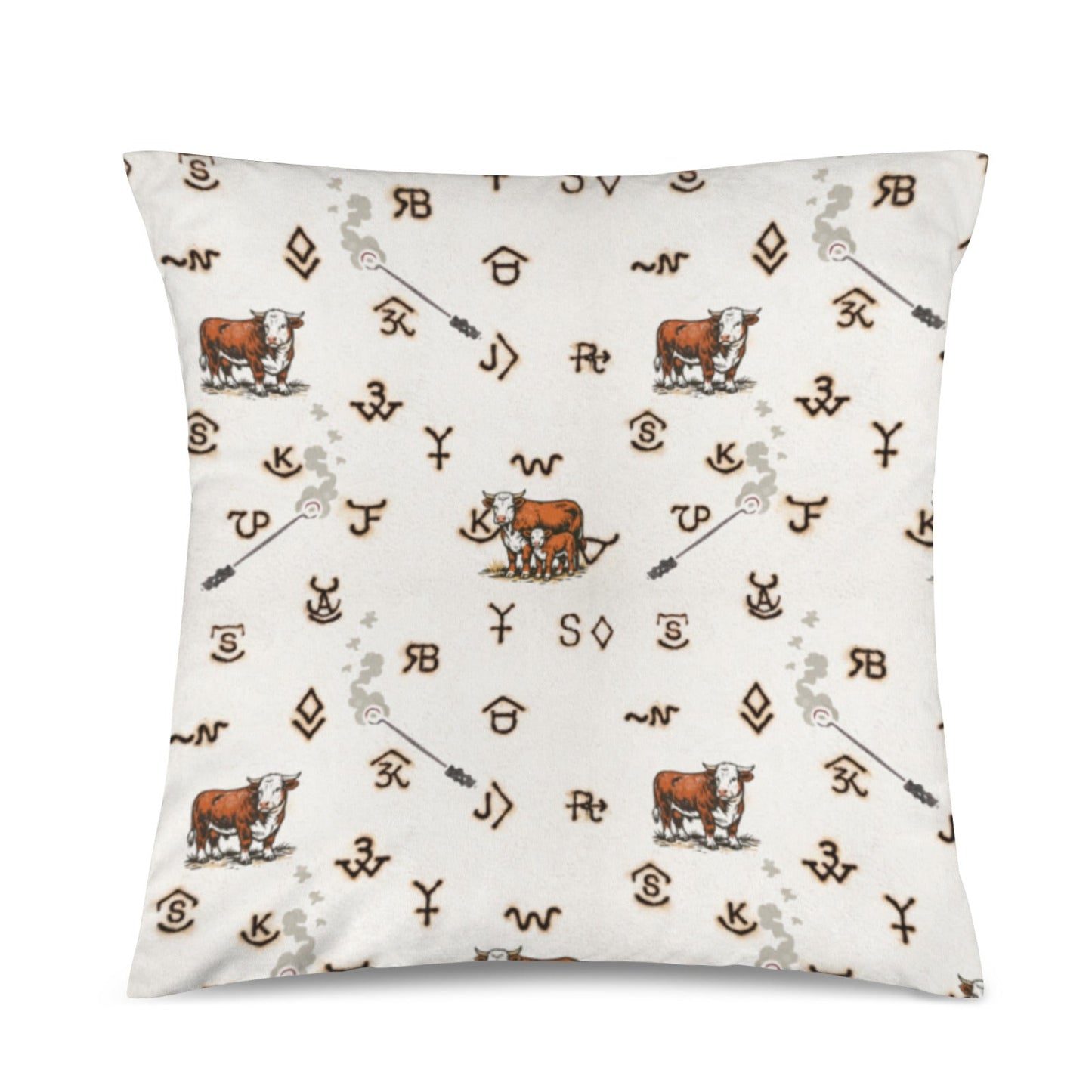 Baha Ranch Hereford Brands Velvety Soft Pillow Cover Made in America