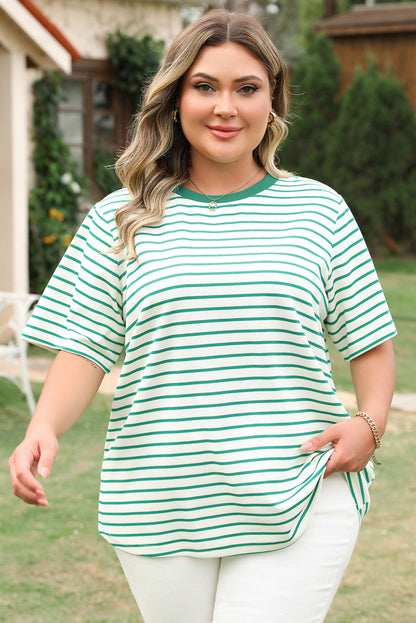 Threaded Pear Collins Plus Size Stripe Top