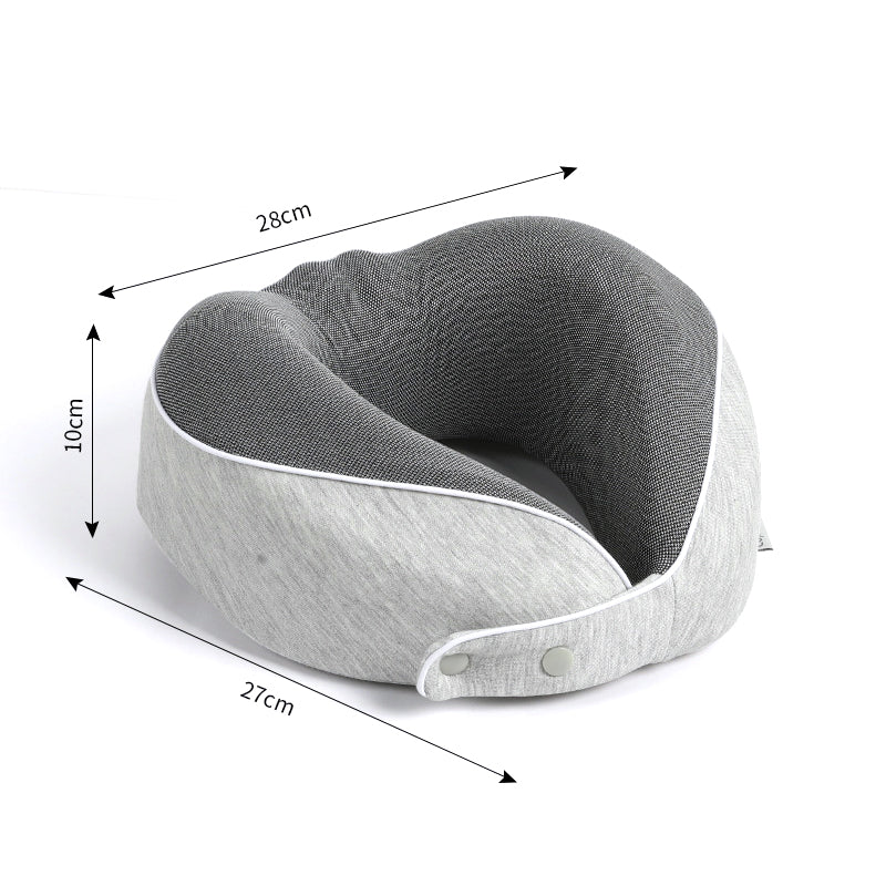 U-Shaped Memory Cotton Travel Pillow with Storage