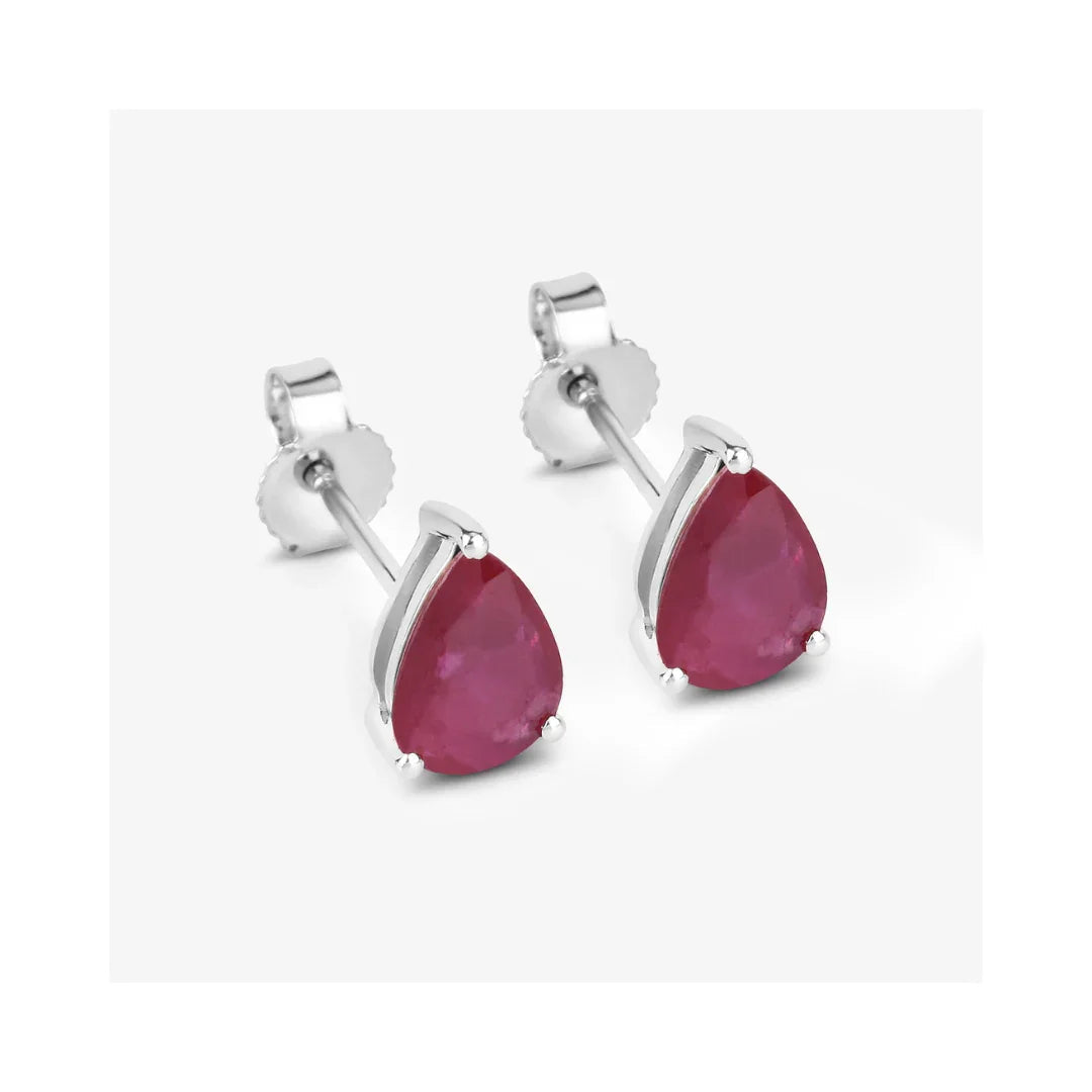 1.60 Ct Pear Pink Ruby Prong 10K gold Teardrop Stud Earrings