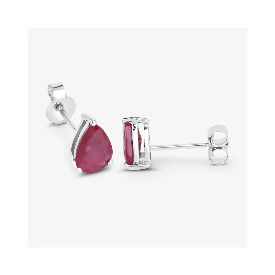 1.60 Ct Pear Pink Ruby Prong 10K gold Teardrop Stud Earrings