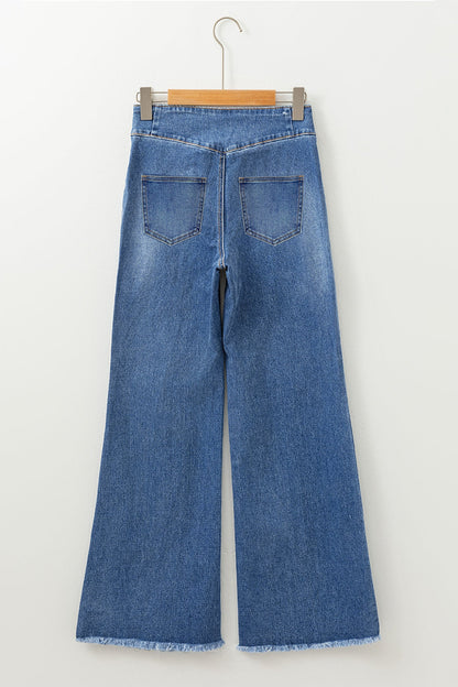Threaded Pear Jaylani Raw Hem Flare Jeans