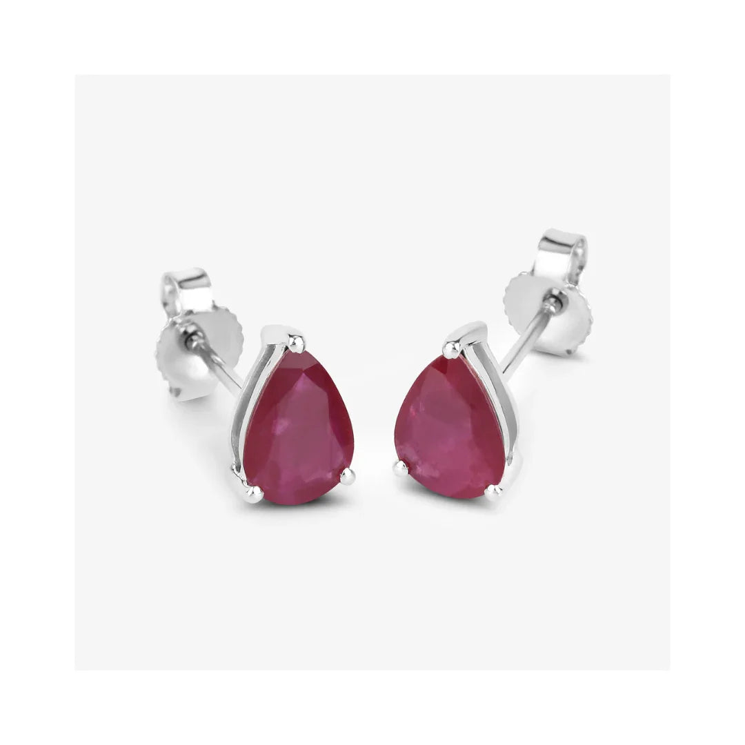 1.60 Ct Pear Pink Ruby Prong 10K gold Teardrop Stud Earrings