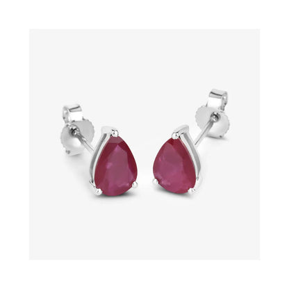 1.60 Ct Pear Pink Ruby Prong 10K gold Teardrop Stud Earrings