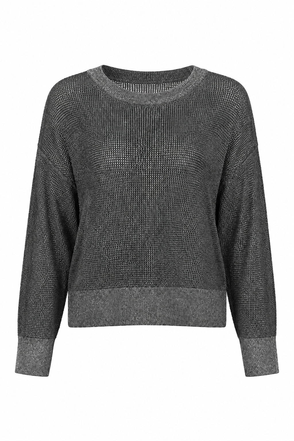 Pima Cotton Metallic Mini Seed Stitch - Asphalt/Silver