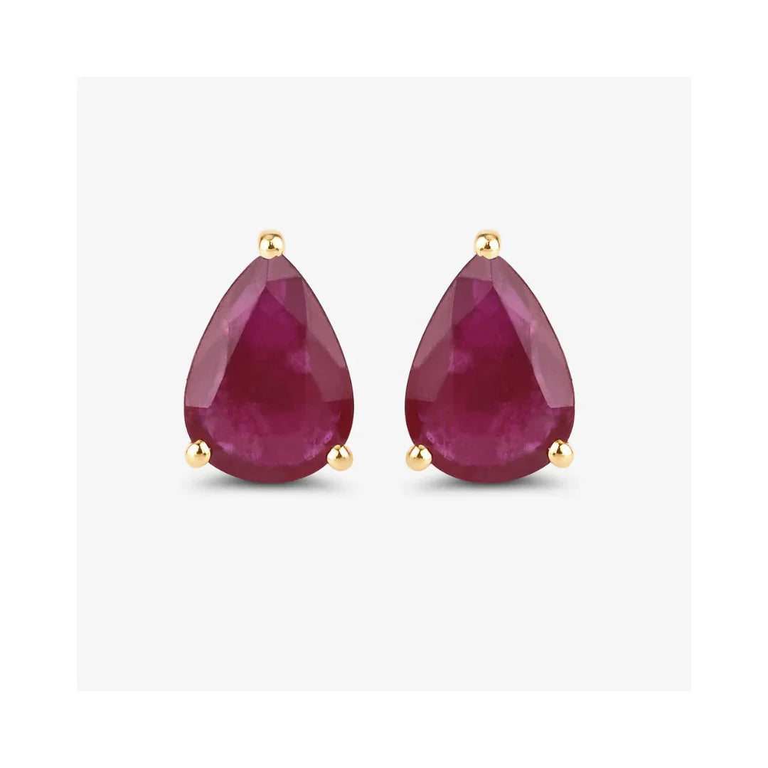 1.60 Ct Pear Pink Ruby Prong 10K gold Teardrop Stud Earrings