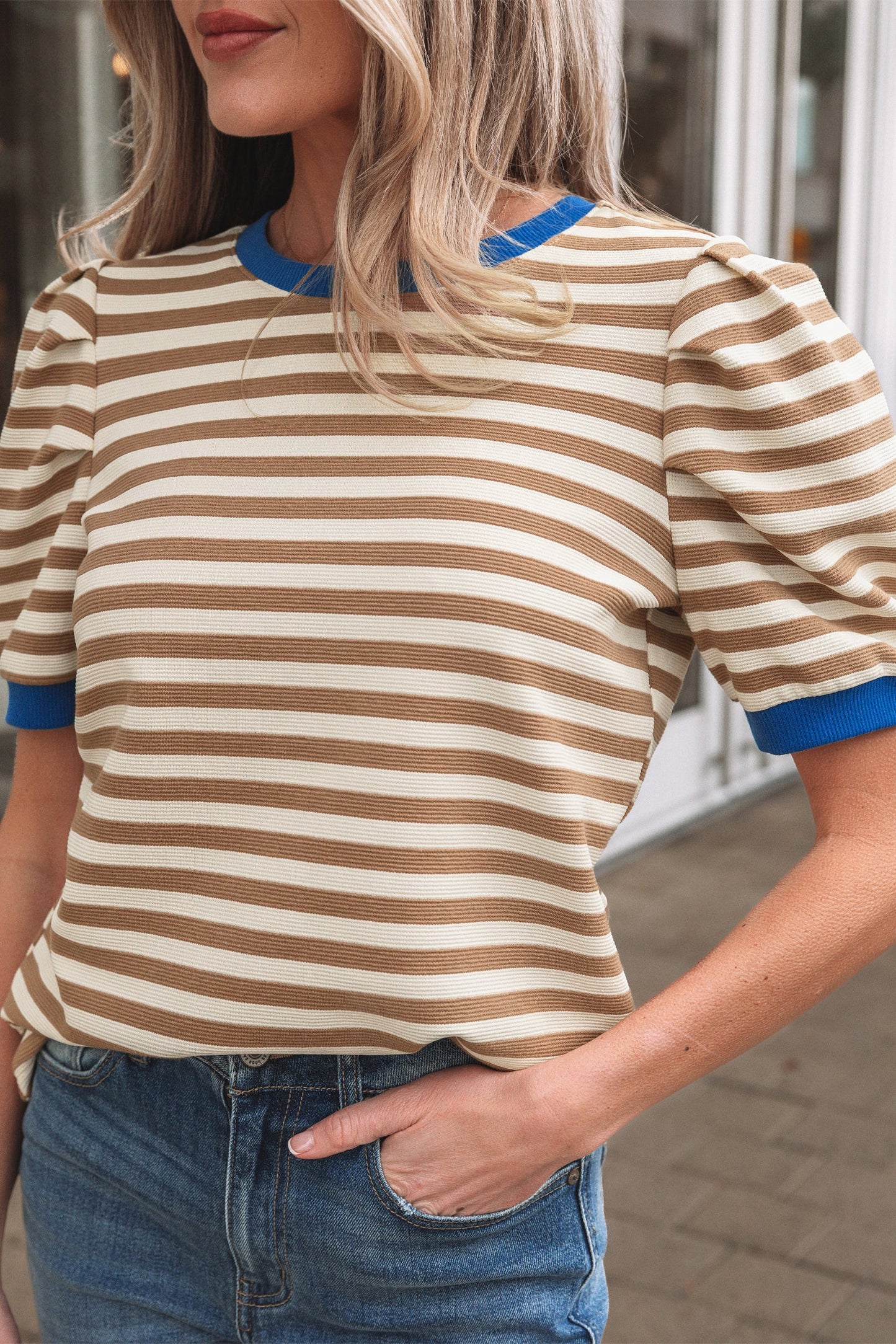 Threaded Pear Elora Sleeve Contrast Trim Tee