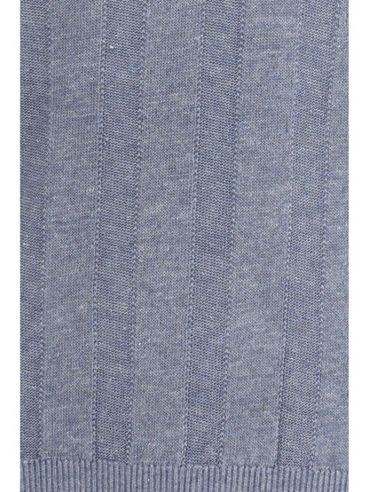 Short-Sleeve Knitted Top Linen-Blend
