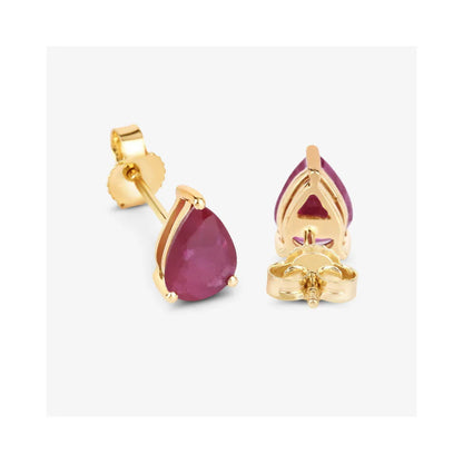 1.60 Ct Pear Pink Ruby Prong 10K gold Teardrop Stud Earrings