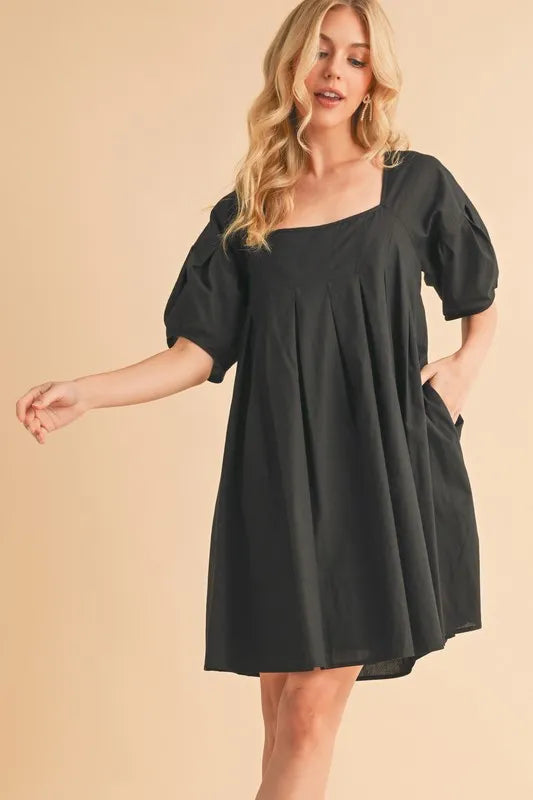 Aemi + Co Square Neck Babydoll Dress with Pockets