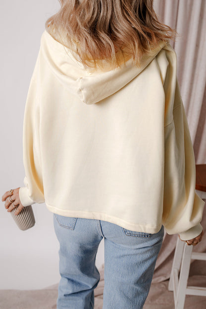 Threaded Pear Kate Fleece Lined Half Zipper Kangaroo Pockets Loose Hoodie