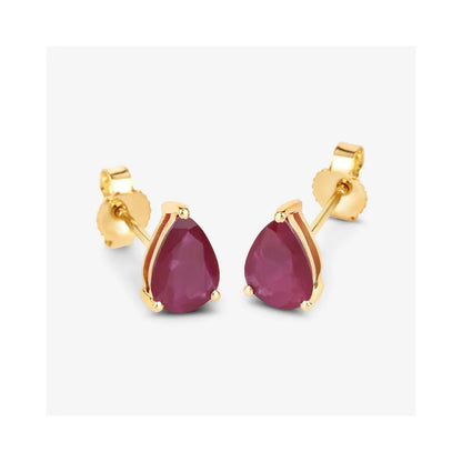 1.60 Ct Pear Pink Ruby Prong 10K gold Teardrop Stud Earrings