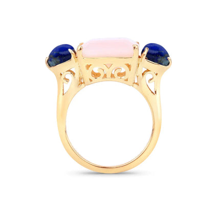 Natural Pink Opal Three Stone Ring