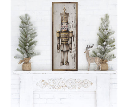 Kendrick Home Gold Nutcracker Whitewash