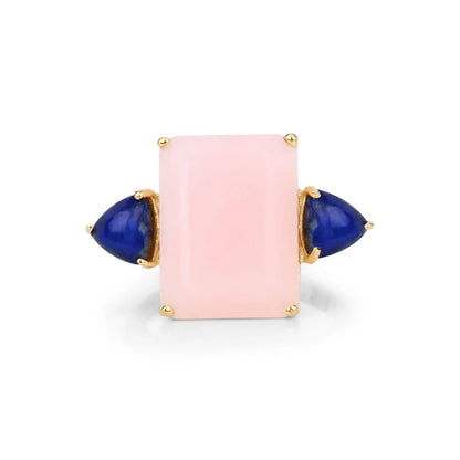Natural Pink Opal Three Stone Ring