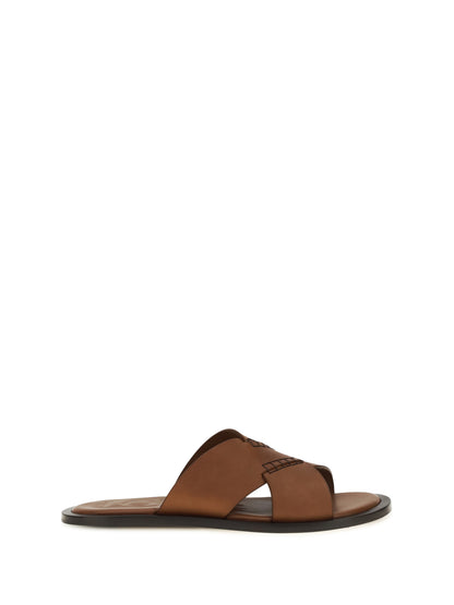 Slide Sandals Flex Tan Leather