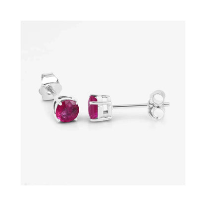 0.86 Ct Round Pink Ruby Prong 10K Gold Stud Earrings