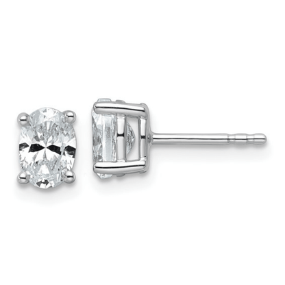 14k White Gold Lab Grown Diamond Oval Solitaire Stud Earrings