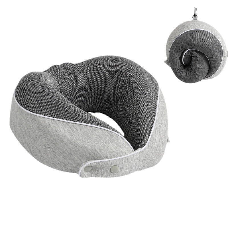 U-Shaped Memory Cotton Travel Pillow with Storage