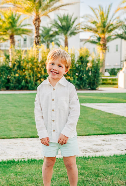 White Bamboo Linen Button-up Shirt