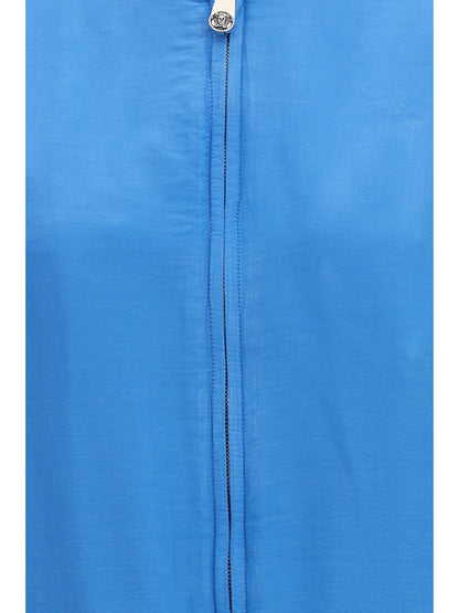 Bomber Jacket Silk Zipper Azure
