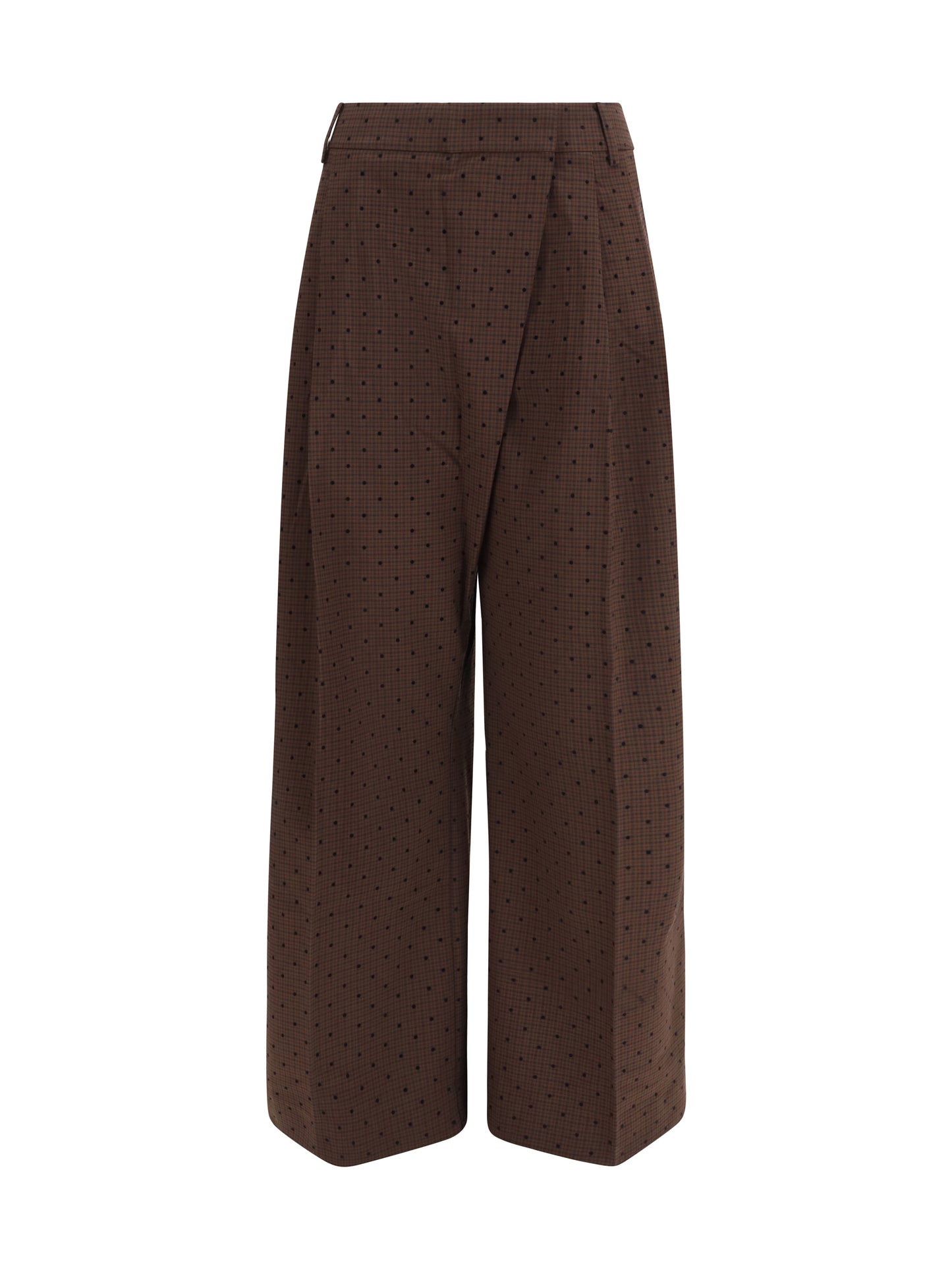 Flocked Plaid Crossover Pants Chicory Coffee