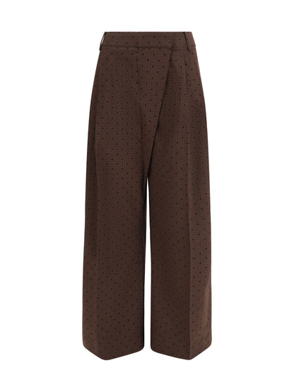 Flocked Plaid Crossover Pants Chicory Coffee