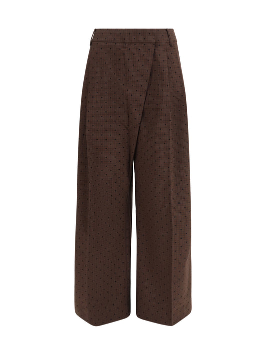 Flocked Plaid Crossover Pants Chicory Coffee