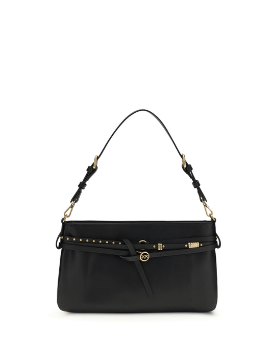 Shoulder Bag Calf Leather Black/Antique Gold