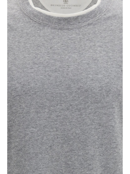 Short-Sleeve Cotton T-Shirt Medium Grey/Off White