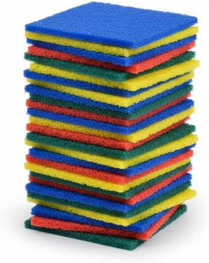 Non-Scratch Scouring Pads, Heavy Duty Dish Scrubber, Multi-Color, 4x6 Inch, 40 Pack, Reusable Kitchen Scrub Pads for Dishes and Grills