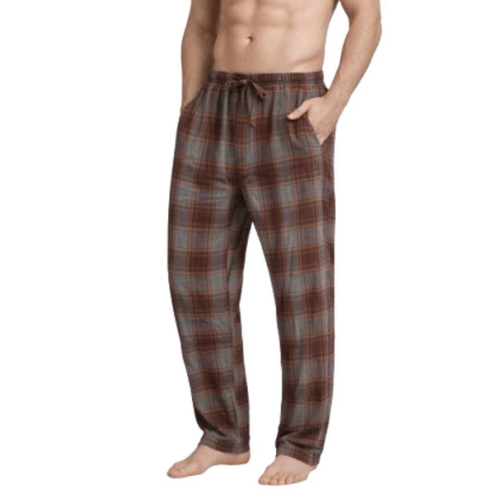 (4 Pack) Men's Cotton Knit Flannel Plaid Lounge Pajama Pants