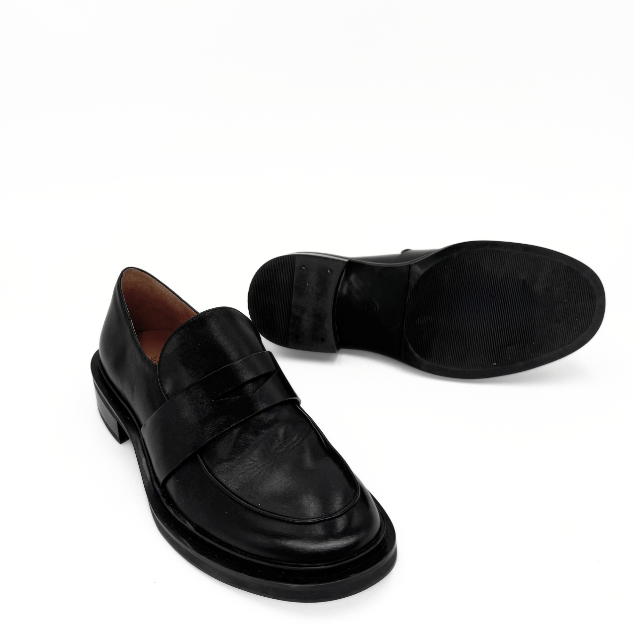 Drew Chunky Leather Loafers - Black