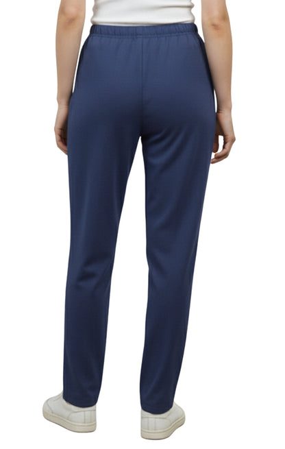 Womens Classic Poly Knit Pants - Pull On Slacks with Elastic Waist