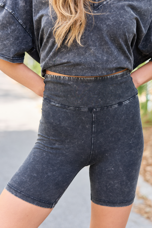 Britton Black Biker Shorts